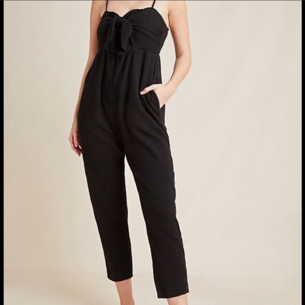 Anthropologie Saturday/Sunday Isabel front tie jumpsuit 100% cotton Size: S